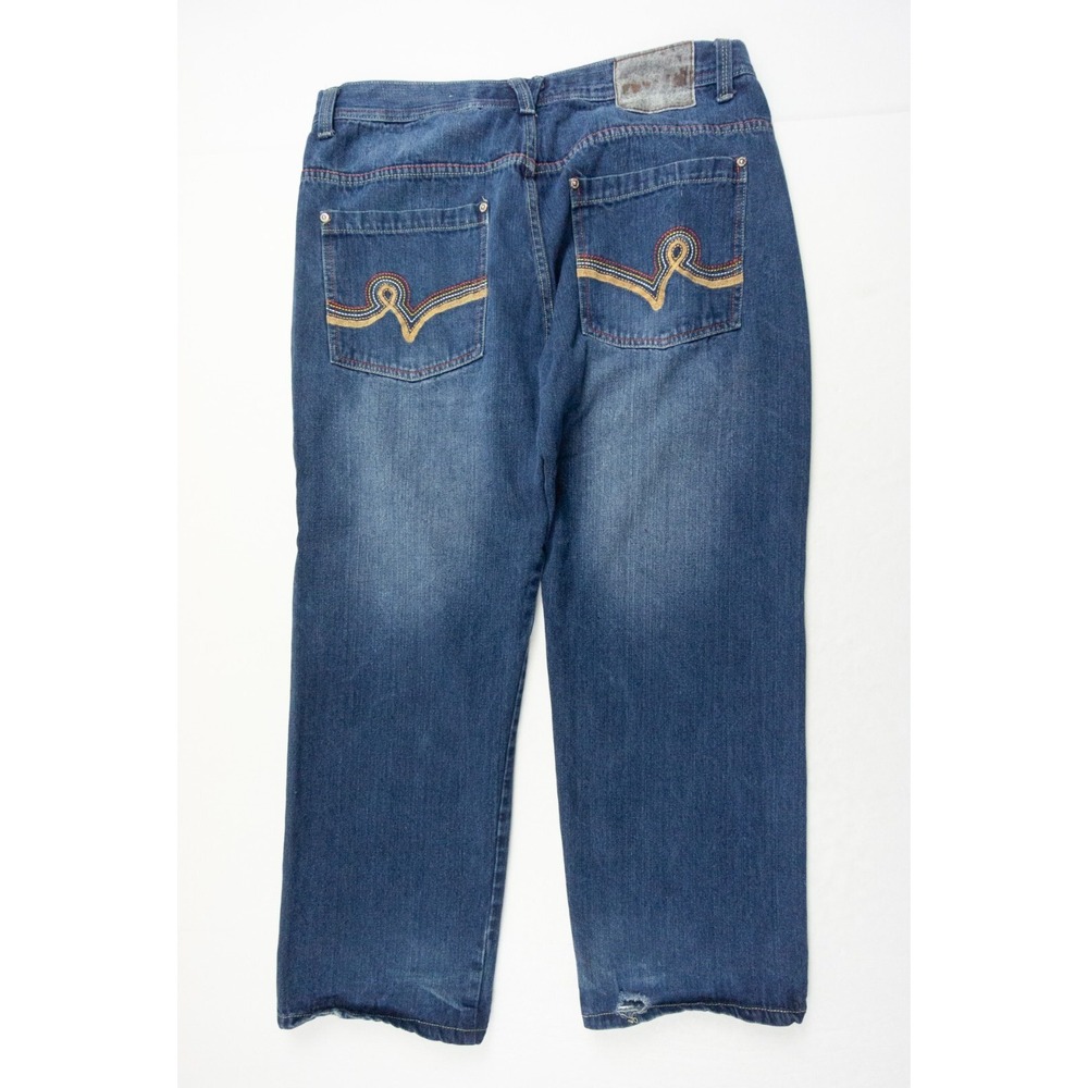 Vintage 5ive Jungle Jeans Mens 40x30 Blue Denim Pants Baggy Y2K Wide Leg Adult